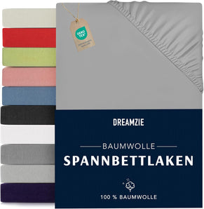[RESIGILAT] Cearșaf Dreamzie 90x190 cm Bumbac Oeko-Tex Jersey 100%, Gri