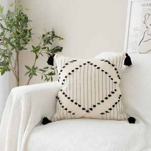 [RESIGILAT] LIGICKY huse perna boho, alb-negru, 45 x 45 cm