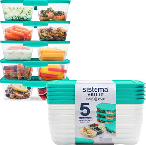 [RESIGILAT] Nest It Meal Prep Containers, 1.9 L, BPA Free, Verde, 5 bucati