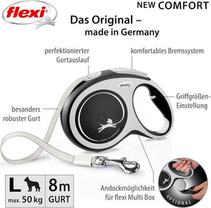 [RESIGILAT] Ham Flexi Comfort L 8 m negru pentru caini pana la 50 kg