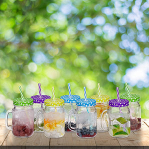 [RESIGILAT] Set de 8 pahare Relaxdays cu capac si paie 400 ml