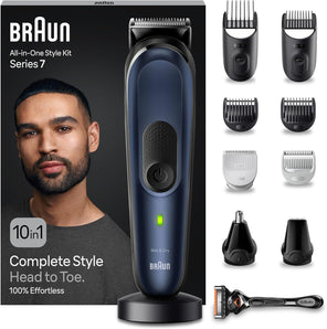 [RESIGILAT] Trimmer Braun 10-in-1 MGK7410, rezistent la apa, albastru