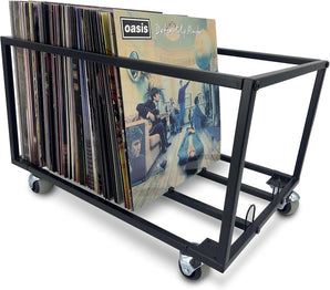 [RESIGILAT] Suport rotativ pentru 100 LP-uri, metalic, negru modern