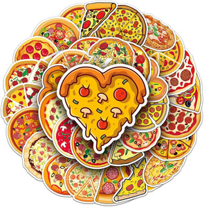 [RESIGILAT] Pachet 50 autocolante pizza, vinil impermeabil, pentru laptop, telefon