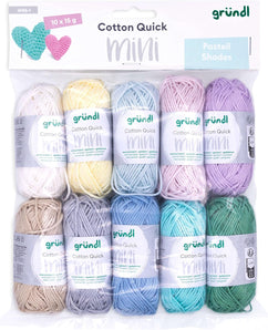 [RESIGILAT] Set Grundle Wolle Cotton Quick Mini pastel 10 x 15 g 100% bumbac