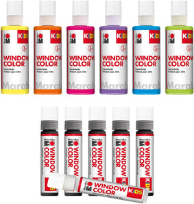 [RESIGILAT] Marabu Kids Window Color Party Set – 6 culori și accesorii pentru ferestre
