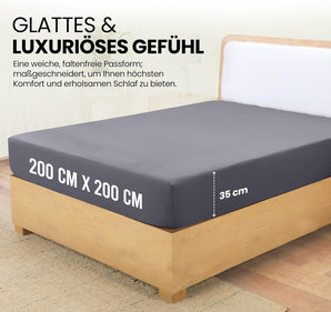 [RESIGILAT] Cearsaf pat 200x200cm Gri microfibra Oeko-Tex 35cm adancime