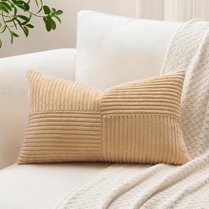 [RESIGILAT] Sungeek Fata de perna catifea, model dungi, 40x60cm, maro deschis