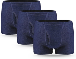 3er Pack Inkontinenz Pants Männer, Waschbare Herren-Boxershorts aus Baumwolle mit 300 ml saugfähiger Einlage Wiederverwendbare saugfähige Unterwäsche für Männer Blau Größe XXL