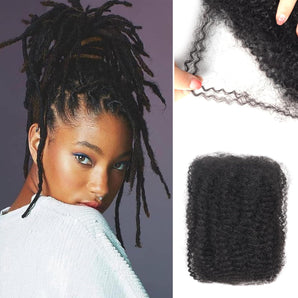Alaleibaby Afro Kinkys Echthaar, 35,6 cm, 1 Bündel, 100 % Echthaar, für Draedlock-Extensions, Reparatur-Locks, 1 Bündel