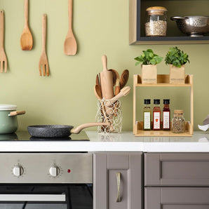 [RESIGILAT] Relaxdays Suport condimente, Bambus, 2 niveluri, 27 x 27,5 x 16 cm