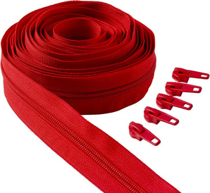 [RESIGILAT] Fermoar #5, 5 metri, 15 cursoare metalice, rosu