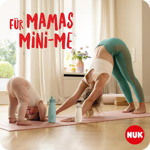 [RESIGILAT] Sticlă NUK Mini-Me Flip cu pai, 450 ml, rezistentă la mușcături, etanșă, 12+ luni, mentă cu buline