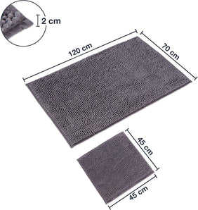 [RESIGILAT] WohnDirect Set covorase baie, 2 piese, gri, antiderapant, lavabil