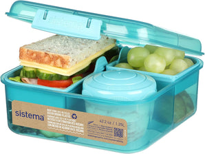[RESIGILAT] Sistema Bento Box, 1.25L, compartimente, turcoaz