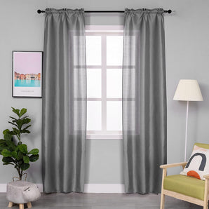 [RESIGILAT] Perdele gri din matase artificiala pentru interior 70 x 235 cm