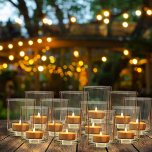 [RESIGILAT] Relaxdays Suporturi Lumanari Tip Pastila, Set 12, Sticla Transparenta