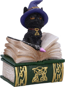 [RESIGILAT] Figurina Binx pisică neagră cu carte de vrăji 11 cm – decor și colecție vrăjitoare