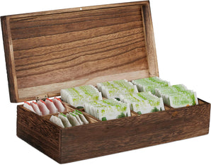 [RESIGILAT] Relaxdays Vintage Tea Box, 8 Compartments for 80 Bags, Brown