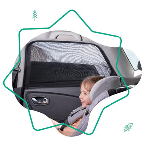 [RESIGILAT] Parasolar Auto Badabulle 2 Buc, Filtrare 99% Lumină, Protecție Soare și Insecte, Universal, Poliester