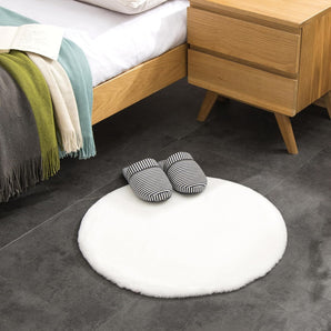 [RESIGILAT] Covor Rotund Pufos Alb 60cm pentru Living si Dormitor