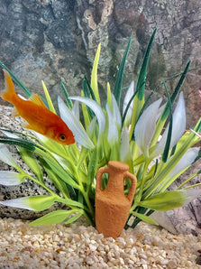 [RESIGILAT] Planta decorativă acvariu Tyrol Aqua Plant, arbust roz, cu suport ceramic